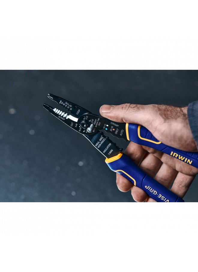 IRWIN VISE-GRIP Wire Stripper, 8 inch, Cuts 10-22 AWG, Plier Style Nose, ProTouch Grip for Maximum Comfort (2078309)