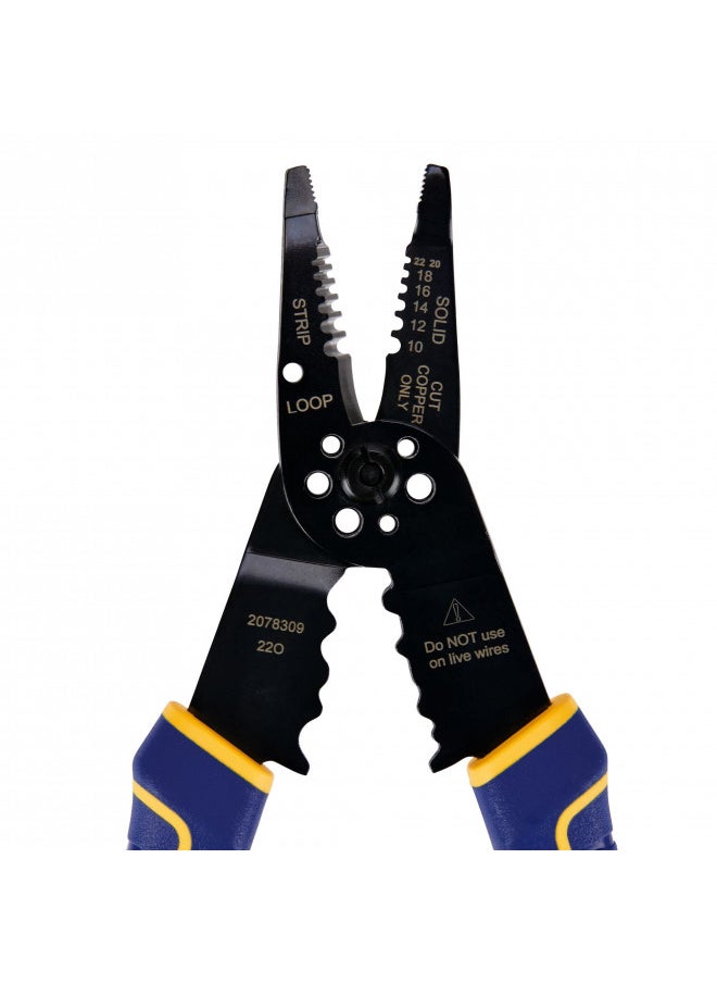 IRWIN VISE-GRIP Wire Stripper, 8 inch, Cuts 10-22 AWG, Plier Style Nose, ProTouch Grip for Maximum Comfort (2078309)