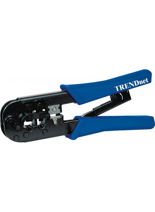 TRENDnet Crimping Tool, Crimp, Cut, And Strip Tool, For Any Ethernet or Telephone Cable, Built-In Cutter And Stripper, 8P-RJ-45 And 6P-RJ-12, RJ-11, All Steel Construction, Black, TC-CT68