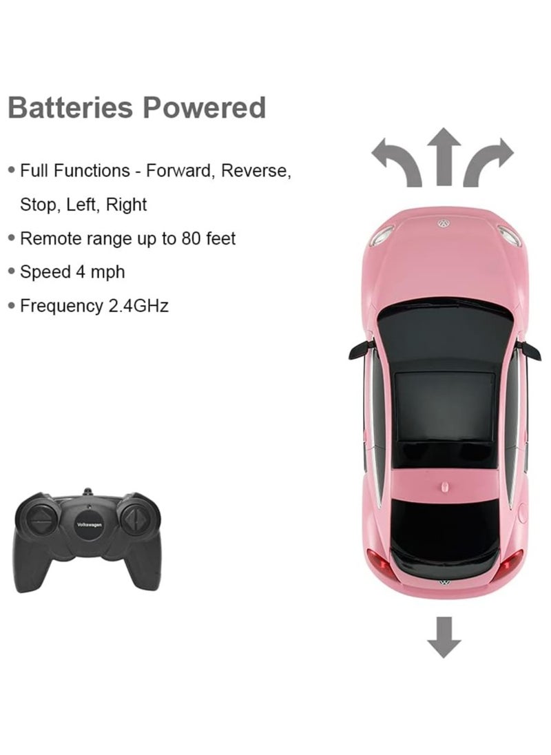 RASTAR Beetle Remote Control Car, 1:24 Scale Beetle RC Toy Car for Kids, Pink Beetle