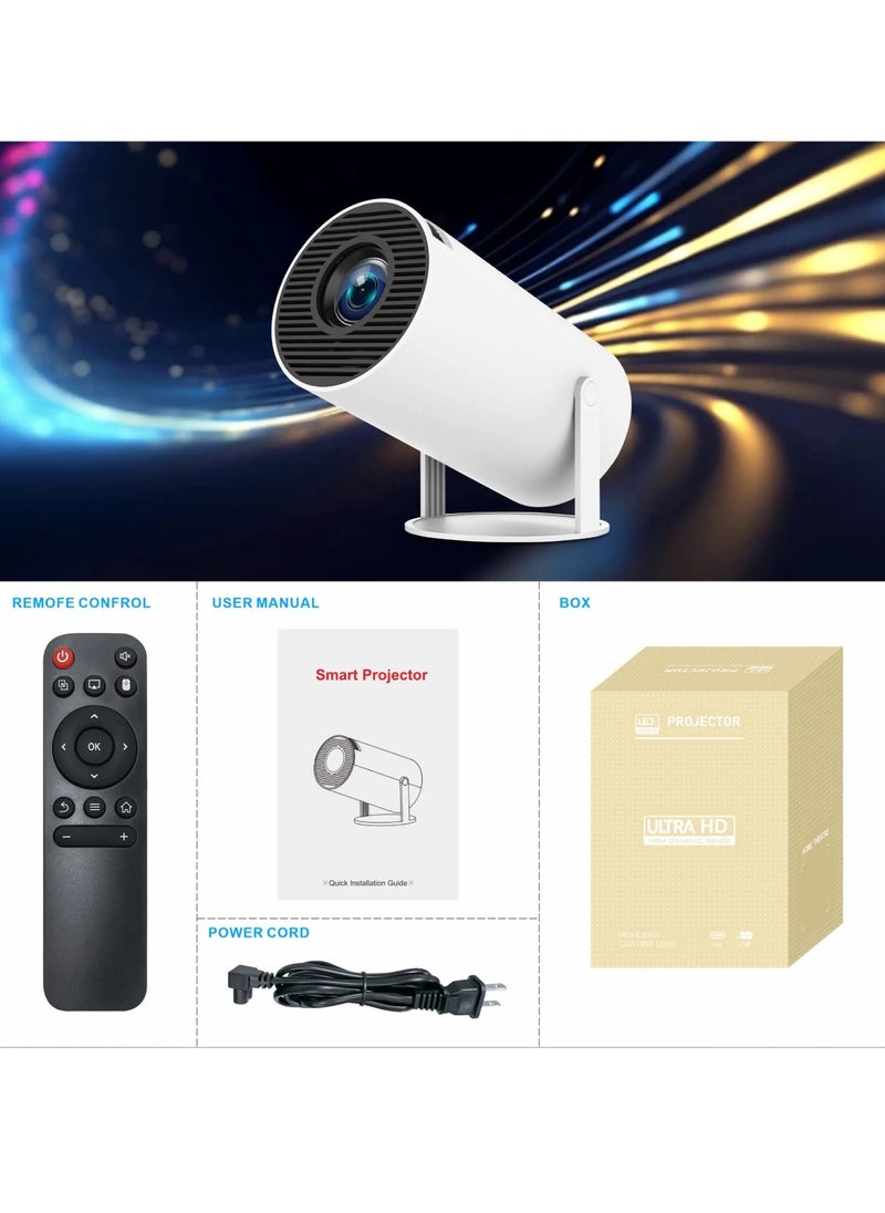 HY300 PRO Smart Projector 4K Mini Projector Auto Keystone Correction Portable Projector 4K 280 ANSI 2.4 5G WiFi BT 5.0 130 Inch Screen 180 Degree Flip Home Video Projector Outdoor Projector Android 11 Compatible With TV Stick/HDMI/USB/PS5/iOS/PS4