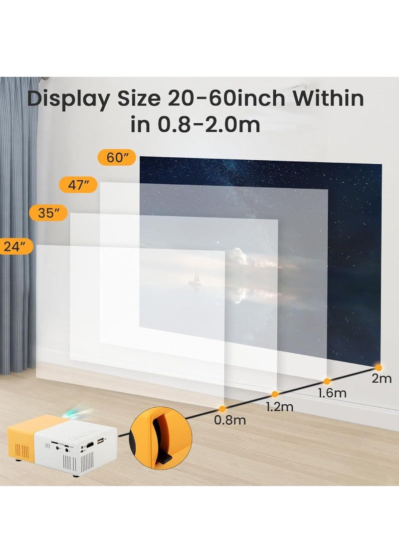 YG300 Smart Projector Mini Projector Portable Projector for Cartoon Movie And Matches Mini LED Projector 1080P Full HD Outdoor Projector With HDMI USB Interfaces And Remote Control