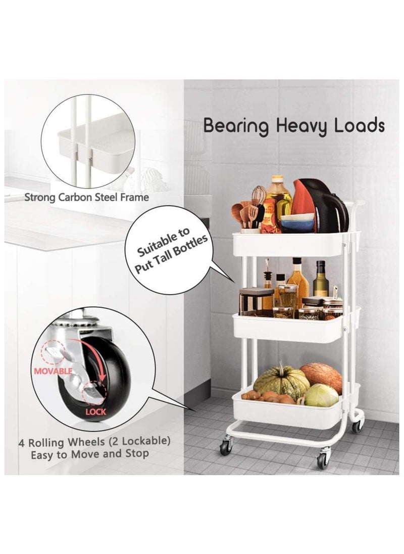 3 Tier Trolley Storage Cart With Rubber Wheels