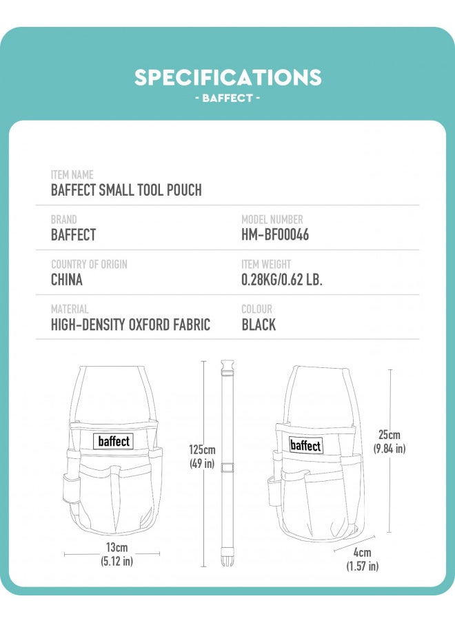 Baffect Pocket Tool Pouch6-Pouches and 9 Screwdriver Loops Construction, Heavy-Duty Tool Bag with Adjustable Belt for Electrician Work