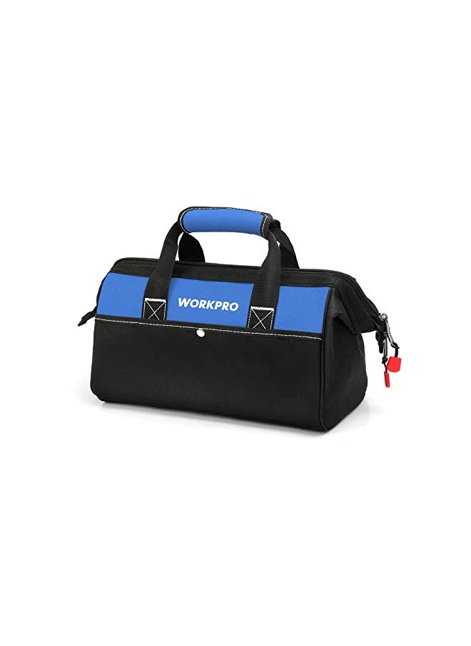 WORKPRO 13-inch Tool Bag, Wide Mouth Tool Tote Bag with Inside Pockets for Tool Storage