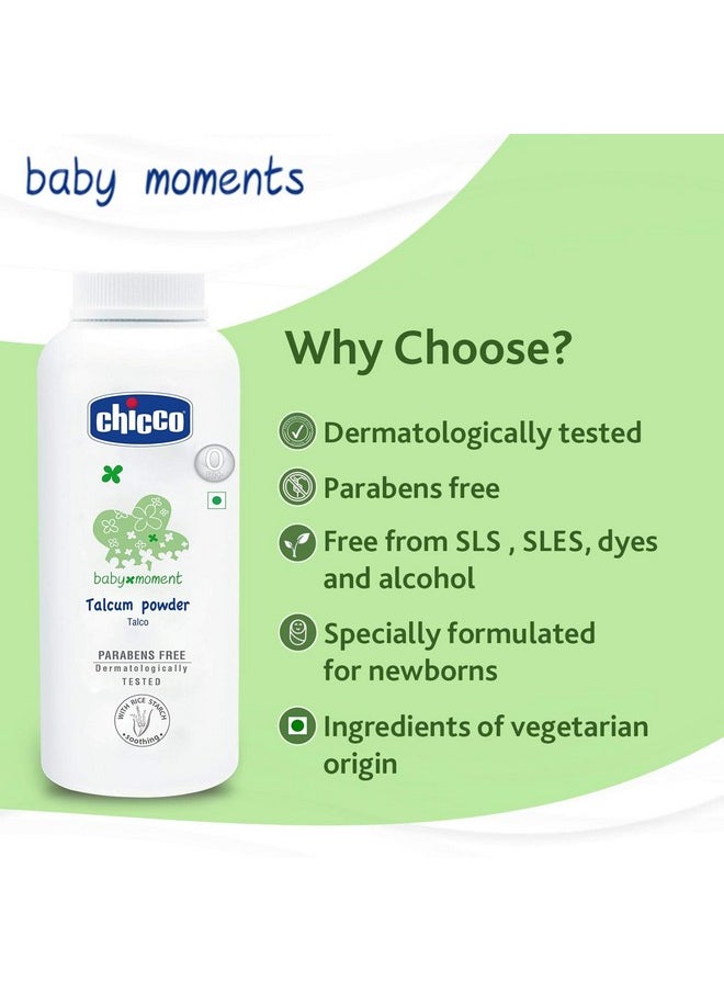 Baby Moments Talcum Powder, Soothes & Moisturises Baby’S Skin, Vegetarian, Dermatologically Tested, Paraben Free, 0M+ (Pack Of 300 G)