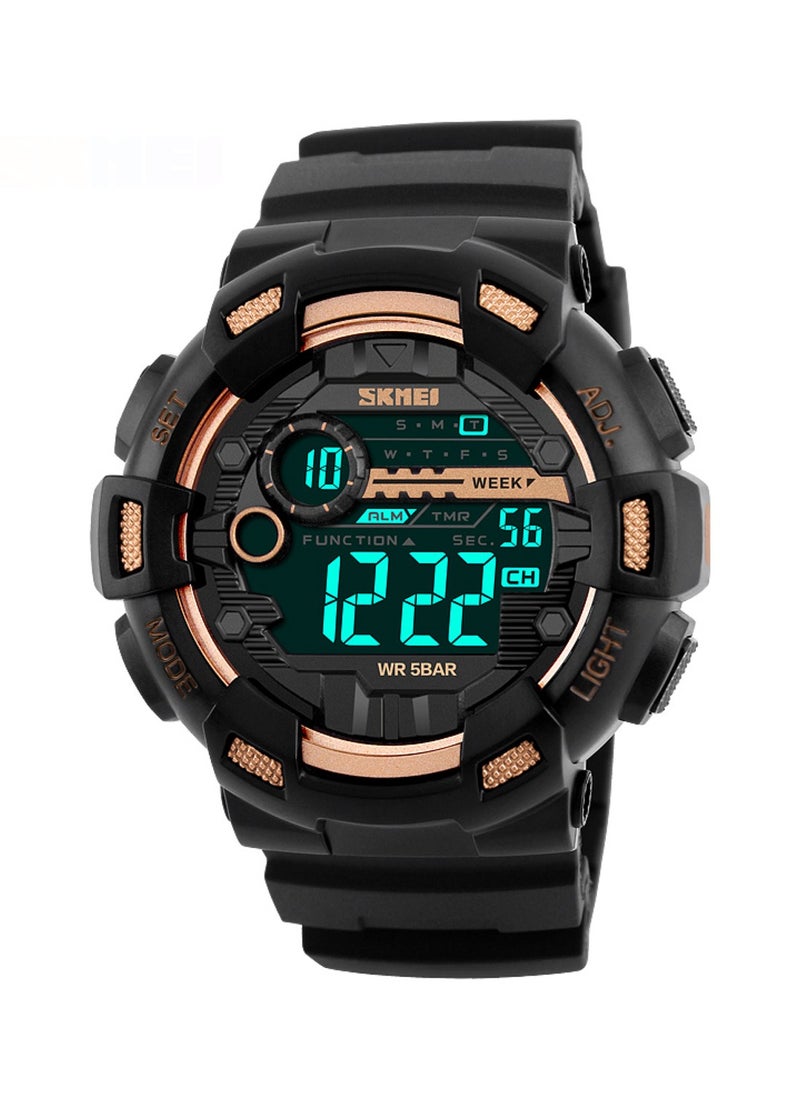 Men's Water Resistant PU Digital Wrist Watch 1243 - 50 mm - Black