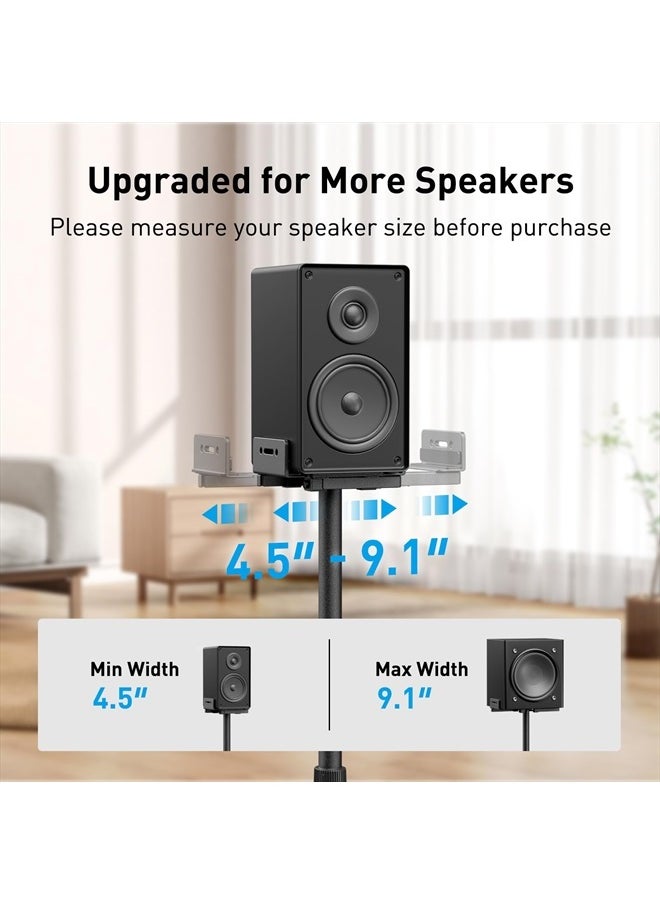 Universal Speaker Stands for Surround Sound, Holds up to 11LBS, Floor Speaker Stand Height Adjustable Extend 33.3” to 45.1” for Satellite Speakers & Bookshelf Speakers -1 Pair PSSS2 Black