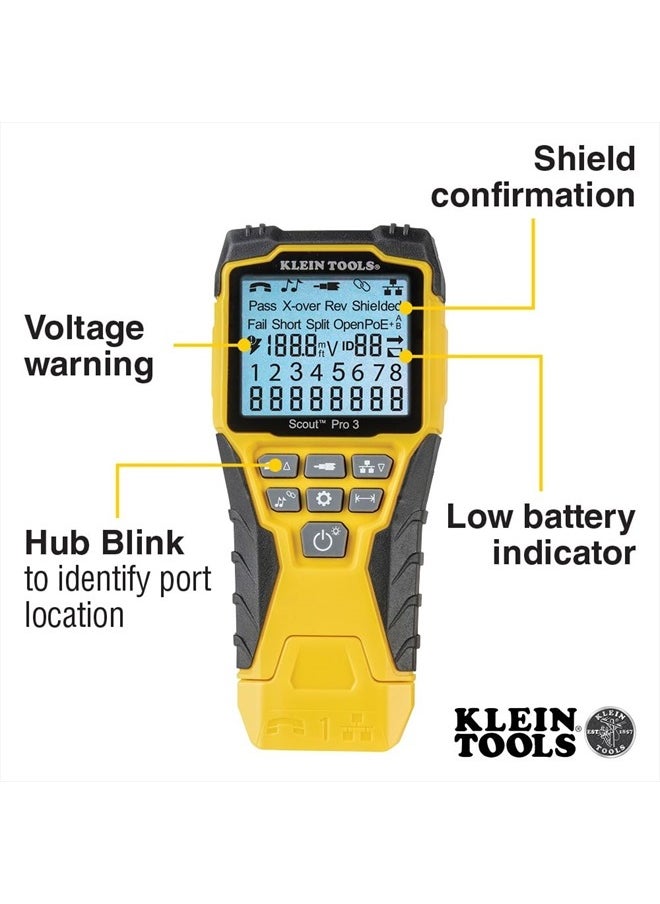 KLEIN TOOLS VDV501-851 Cable Tester Kit with Scout Pro 3 for Ethernet / Data, Coax / Video and Phone Cables, 5 Locator Remotes