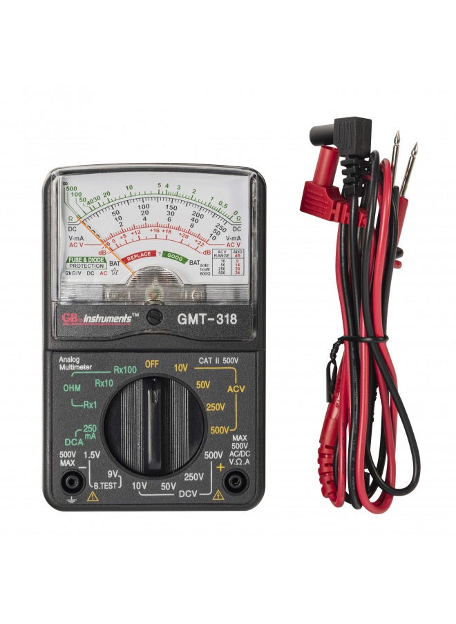 Gardner Bender GMT-318 Analog Multimeter, 6 Function, 14 Range, AC / DC Volt, 500V