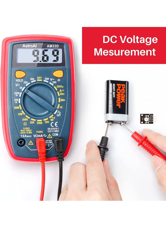 AstroAI Multimeter Tester 2000 Counts Digital Multimeter with DC AC Voltmeter and Ohm Volt Amp Meter ; Measures Voltage, Current, Resistance; Tests Live Wire, Continuity