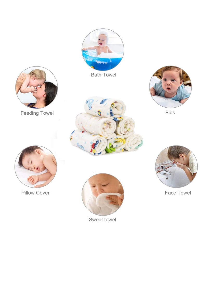 6 PCS Baby Bath Set Baby Face Cloth,Newborn Baby Clothes Baby Wipes For Newborn, Wash Cloths for Face & Body, Organic Baby Wipes, Soft Baby Towels, Baby Wash Cloth (Random Pattern)