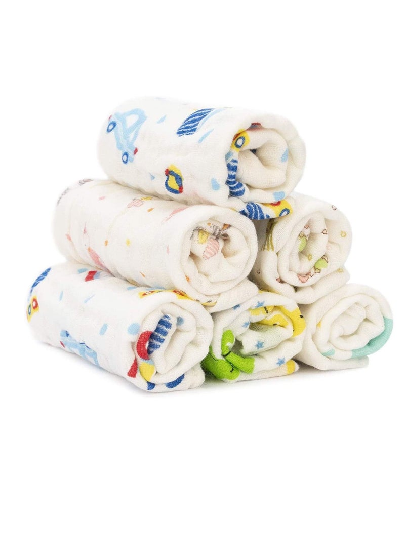 6 PCS Baby Bath Set Baby Face Cloth,Newborn Baby Clothes Baby Wipes For Newborn, Wash Cloths for Face & Body, Organic Baby Wipes, Soft Baby Towels, Baby Wash Cloth (Random Pattern)