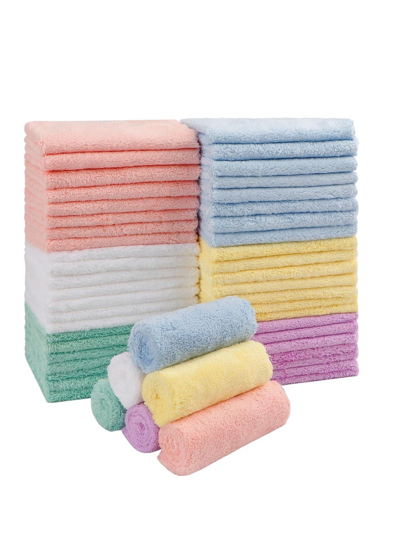 HOMEXCEL Baby Washcloths 50 Pack, Microfiber Coral Fleece Baby Bath Face Towel 7 x 9 Inch Extra Absorbent and Soft Burp Cloth and Wash Cloths for Newborn,Infants and Toddlers, Gentle On Sensitive Skin