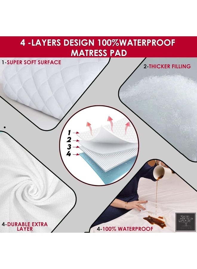 Sulfar 180cm 200cm 30cmsize Quilted Pad Water Proof Fitted Mattress Protector Deep Pocket,Deep Pocket, Hypoallergenic Waterproof Hypoallergenic Waterproof breathable, Cooling White King size