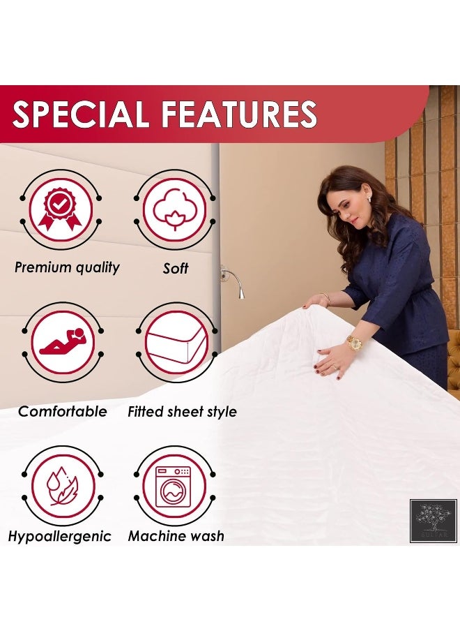 Sulfar 180cm 200cm 30cmsize Quilted Pad Water Proof Fitted Mattress Protector Deep Pocket,Deep Pocket, Hypoallergenic Waterproof Hypoallergenic Waterproof breathable, Cooling White King size