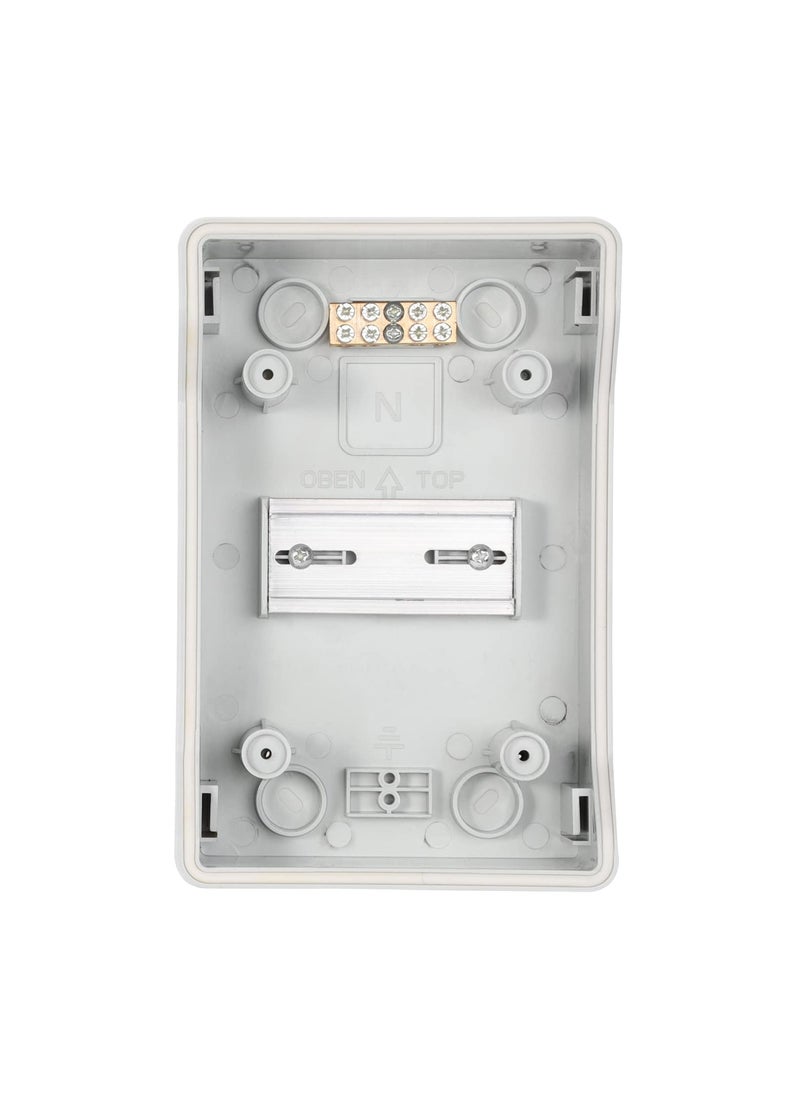 4-Way Waterproof Power Distribution Box with Bus Bars and DIN Rail, IP66 Rated for Miniature Circuit Breakers, Ideal for Indoor/Outdoor Applications