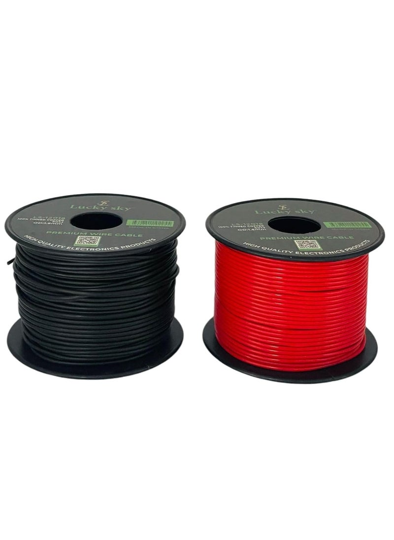 Lucky Sky 2Pcs 20AWG Wire 50M 164ft OD:-1.8mm LK-12018 Flexible Tinned Copper Wires 2 Different Red/Black Stranded Hook up Wire.