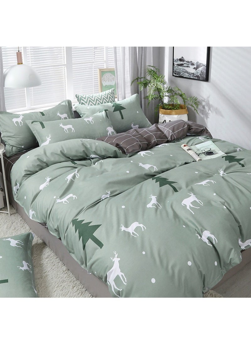 Sharpdo 4-Pieces Bed Sheet Set Polyester Soft Quilt Cover With 1Quilt Cover 200*230cm 1 Flat Sheet and 2 Pillowcases