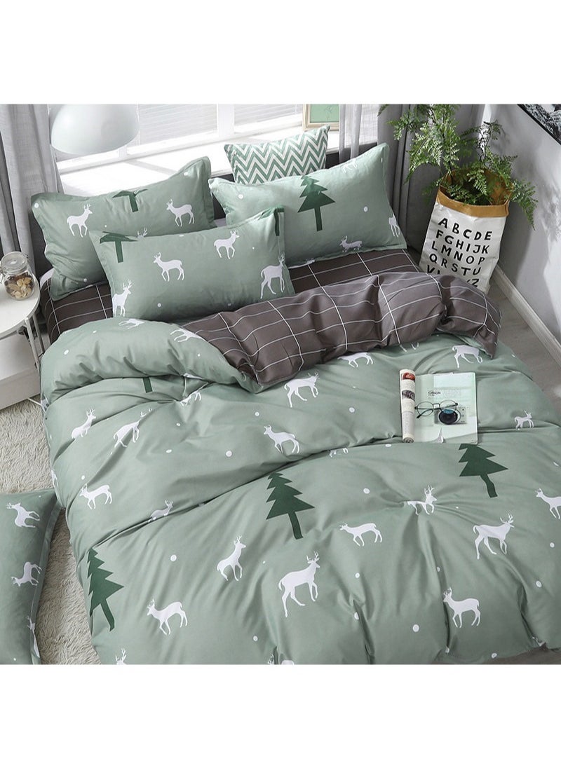 Sharpdo 4-Pieces Bed Sheet Set Polyester Soft Quilt Cover With 1Quilt Cover 200*230cm 1 Flat Sheet and 2 Pillowcases