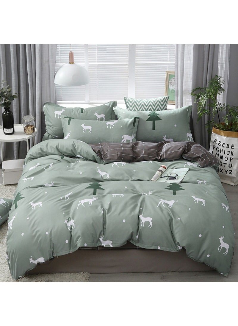 Sharpdo 4-Pieces Bed Sheet Set Polyester Soft Quilt Cover With 1Quilt Cover 200*230cm 1 Flat Sheet and 2 Pillowcases