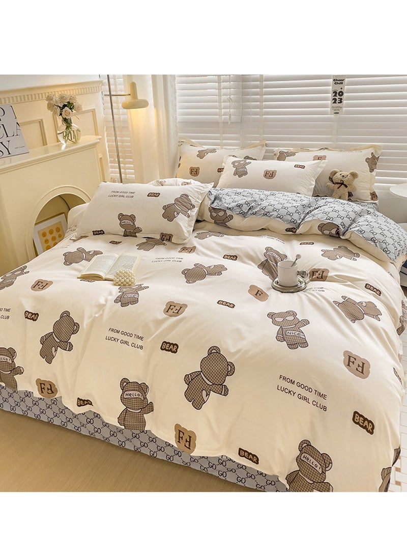 4-Piece Set Bedding Modal Quilt Cover Set with 1 Quilt Cover 1 Sheet and 2 Pillowcases 1.5m Bed (160x210cm)