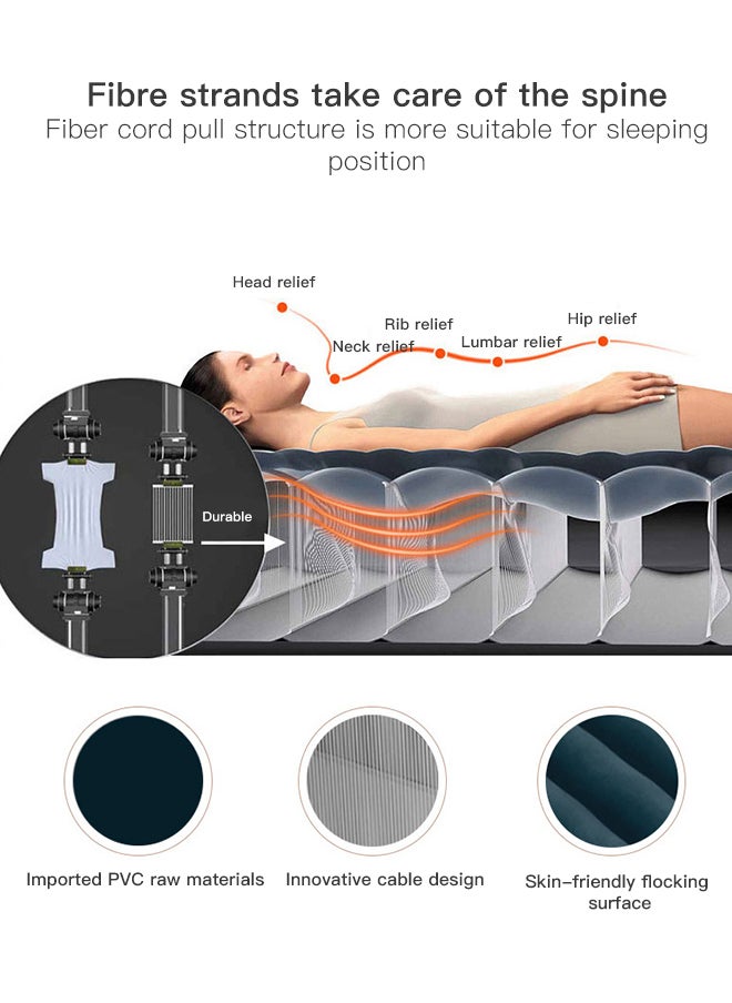 Built-in Electric Pump Double-layer Enlarged Wire-pulling Air Bed Flocking Air Mattress 152x203x33 cm