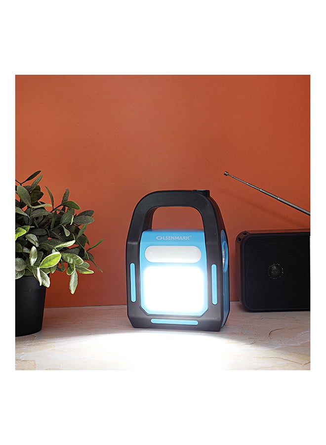 Multi-Function Emergency Light with Solar Panel, 3 Lights Source, Power Bank Function and Perfect for Indoor and Outdoor Use Blue/Black