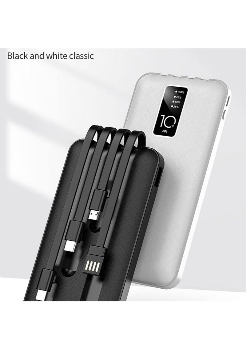 Fast Charging Power Bank – 10,000mAh Portable Charger for Simultaneous Charging of 4 Devices (Black/White)