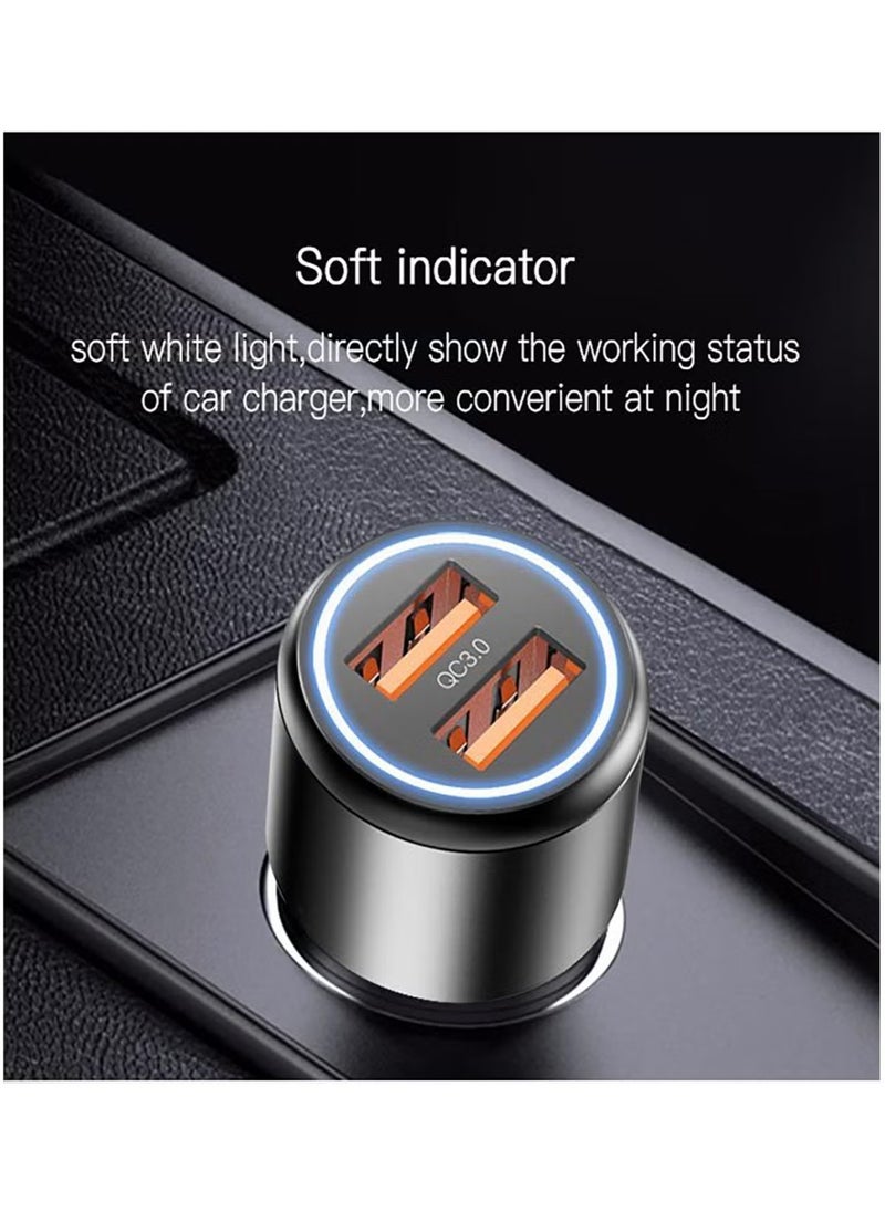 Y43 Fast Charger 36W Dual QC 3.0 Car Super Fast USB Charger Dual Quick 2 Port USB Car Charger Adapter - Black