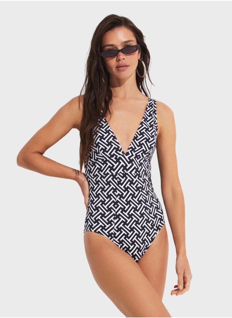 Pattern Printed Swimsuit