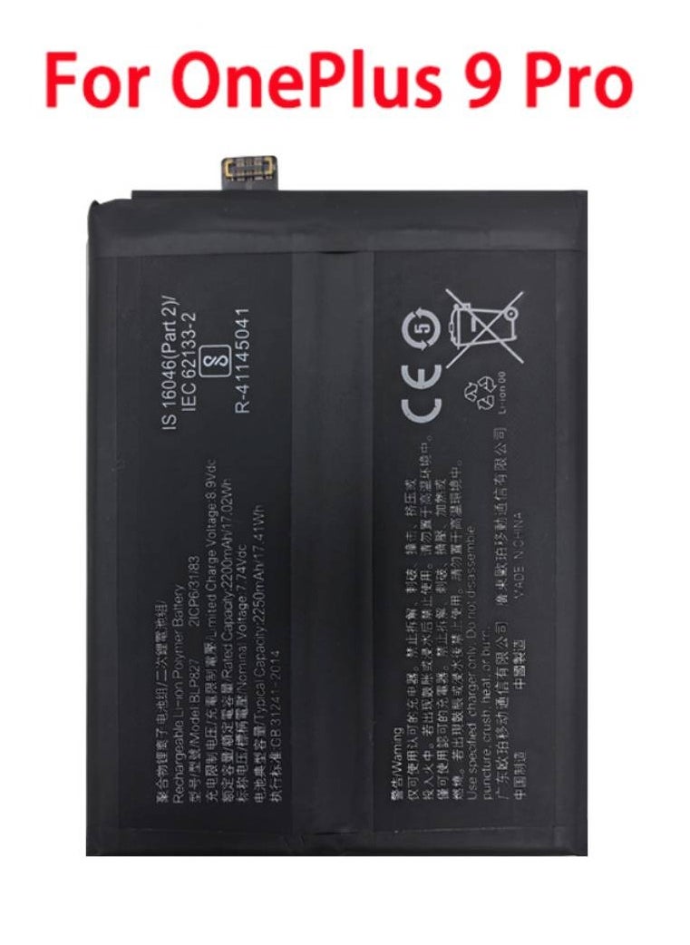 Replacement Internal Battery BLP827 Compatible For Oneplus 9 pro Black