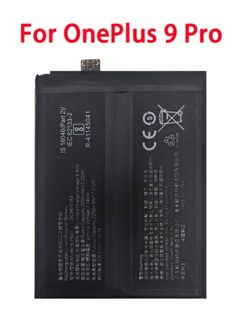 Replacement Internal Battery BLP827 Compatible For Oneplus 9 pro Black