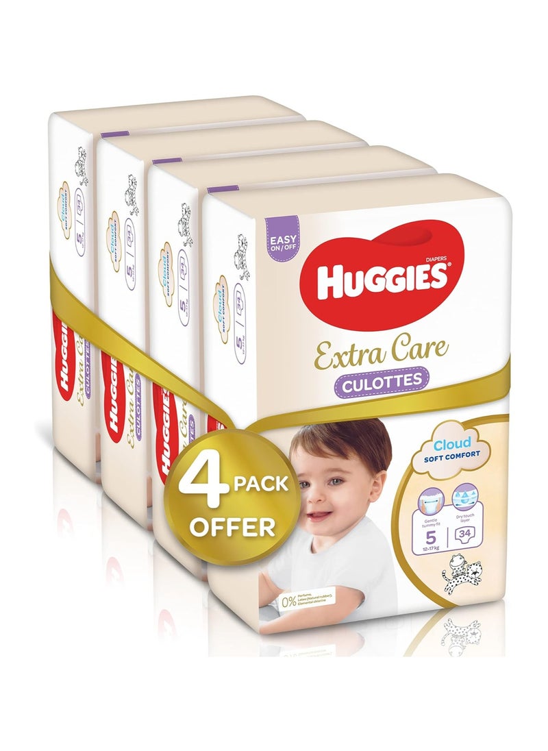 Extra Care Culottes, Size 5, 12-17 kg, Super Mega Pack, 136 Diaper Pants