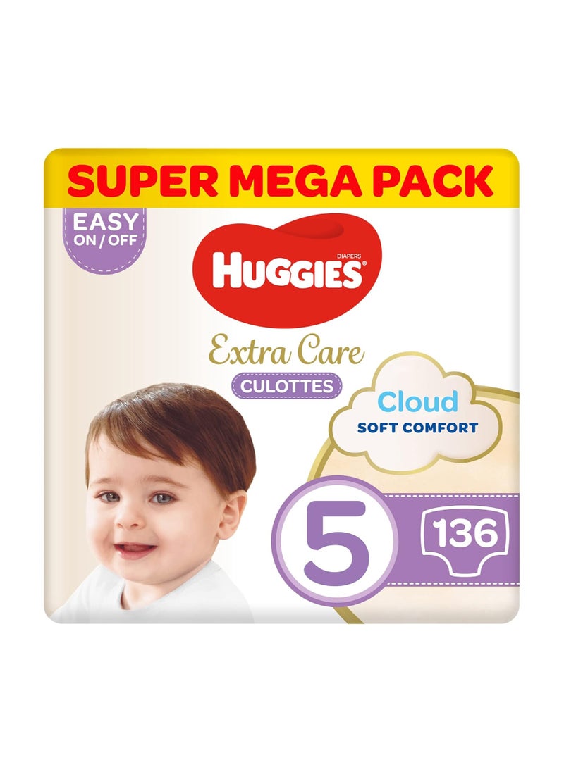 Extra Care Culottes, Size 5, 12-17 kg, Super Mega Pack, 136 Diaper Pants