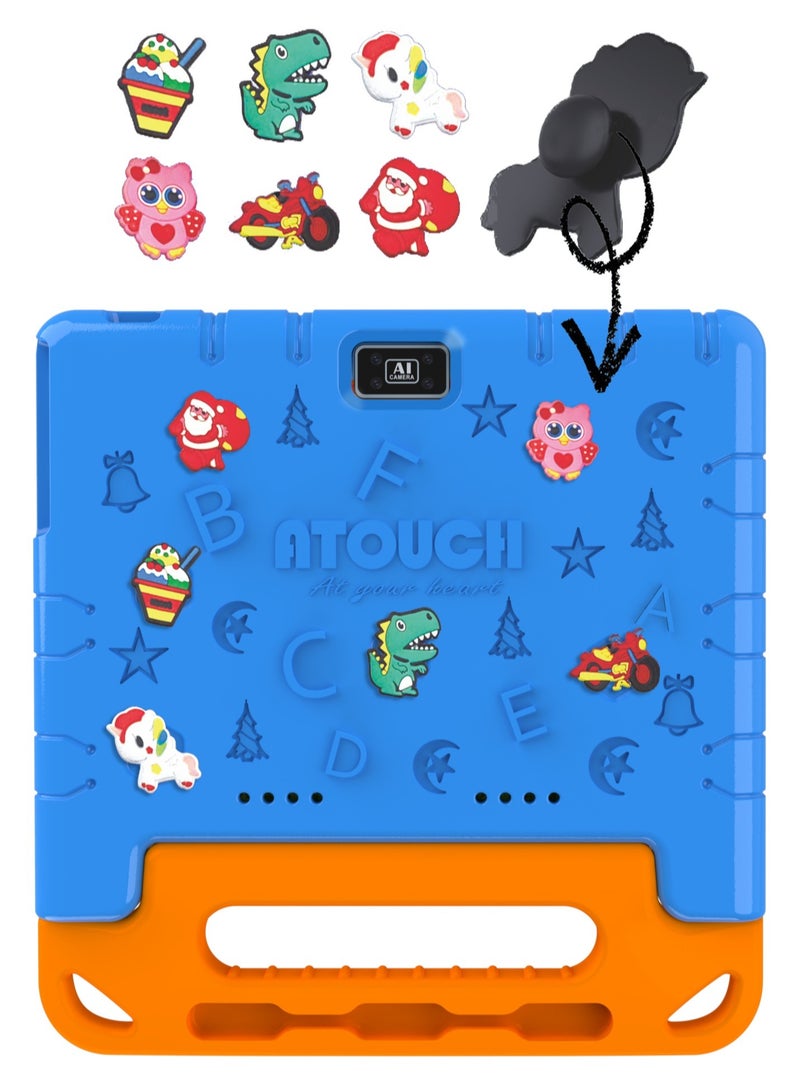 10.1 Inch Android 12 Kids Tablet Dual SIM 8GB RAM 256GB ROM WiFi Dual Camera And Zoom App Supported with Convertible Eva Case Stand and Gamepad Early Education Tab (Blue)