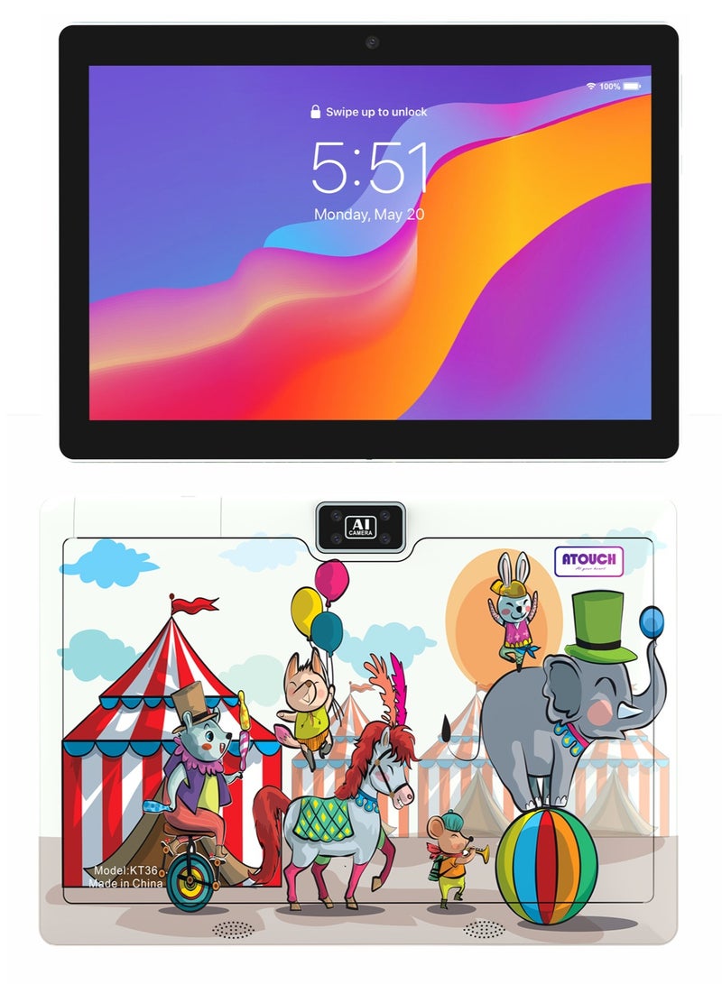 10.1 Inch Android 12 Kids Tablet Dual SIM 8GB RAM 256GB ROM WiFi Dual Camera And Zoom App Supported with Convertible Eva Case Stand and Gamepad Early Education Tab (Blue)