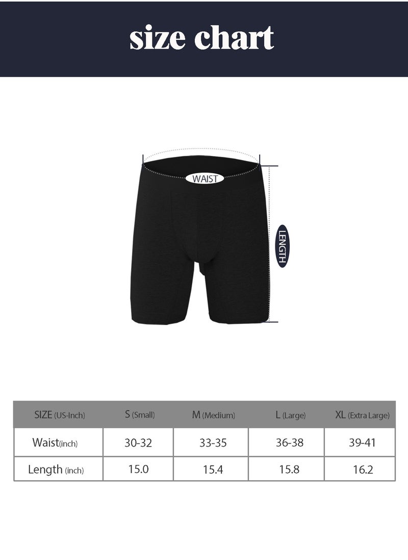 Men's 5-Pack Boxer Briefs - Mid-Rise, Anti-Chafing Stretch Cotton, Breathable Athletic Underwear in Pure Black - Available in L