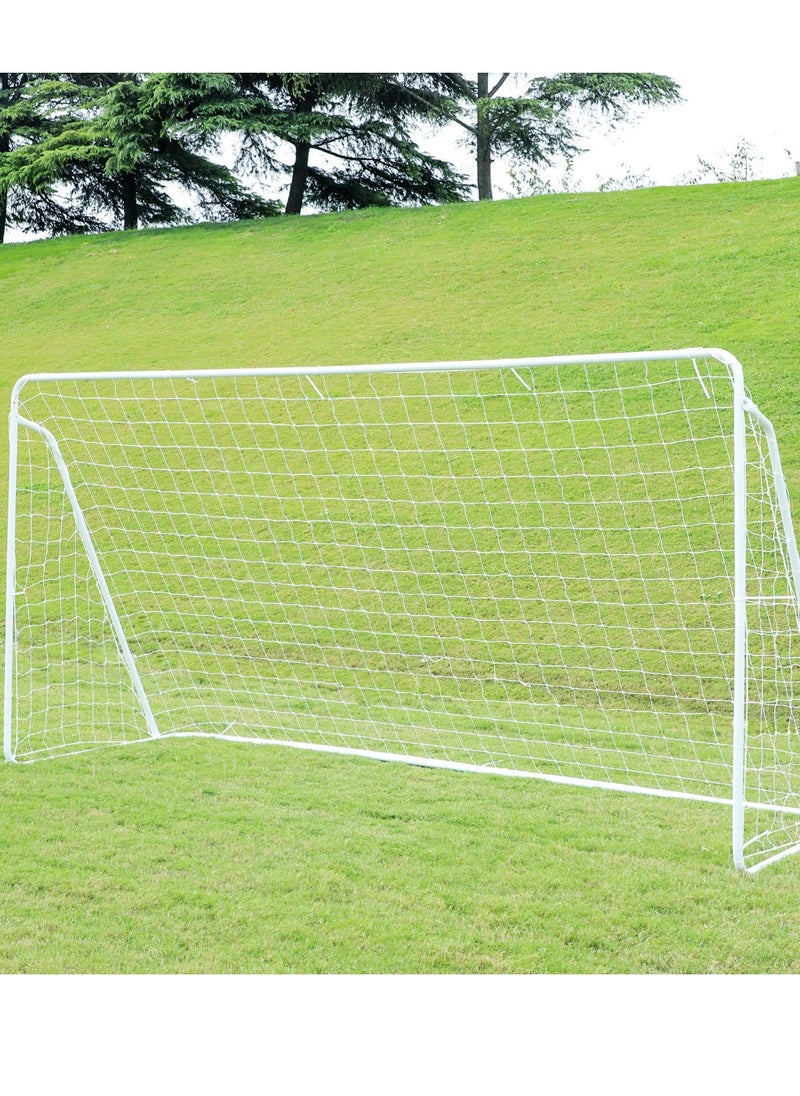 2 Pcs Football Goal 213 x 150 x 75cm with Locking System, Portable Football Equipment, Weatherproof Football Net with Steel Frame for Kids and Adults Indoor & Outdoor, Come with PE Net and Pegs