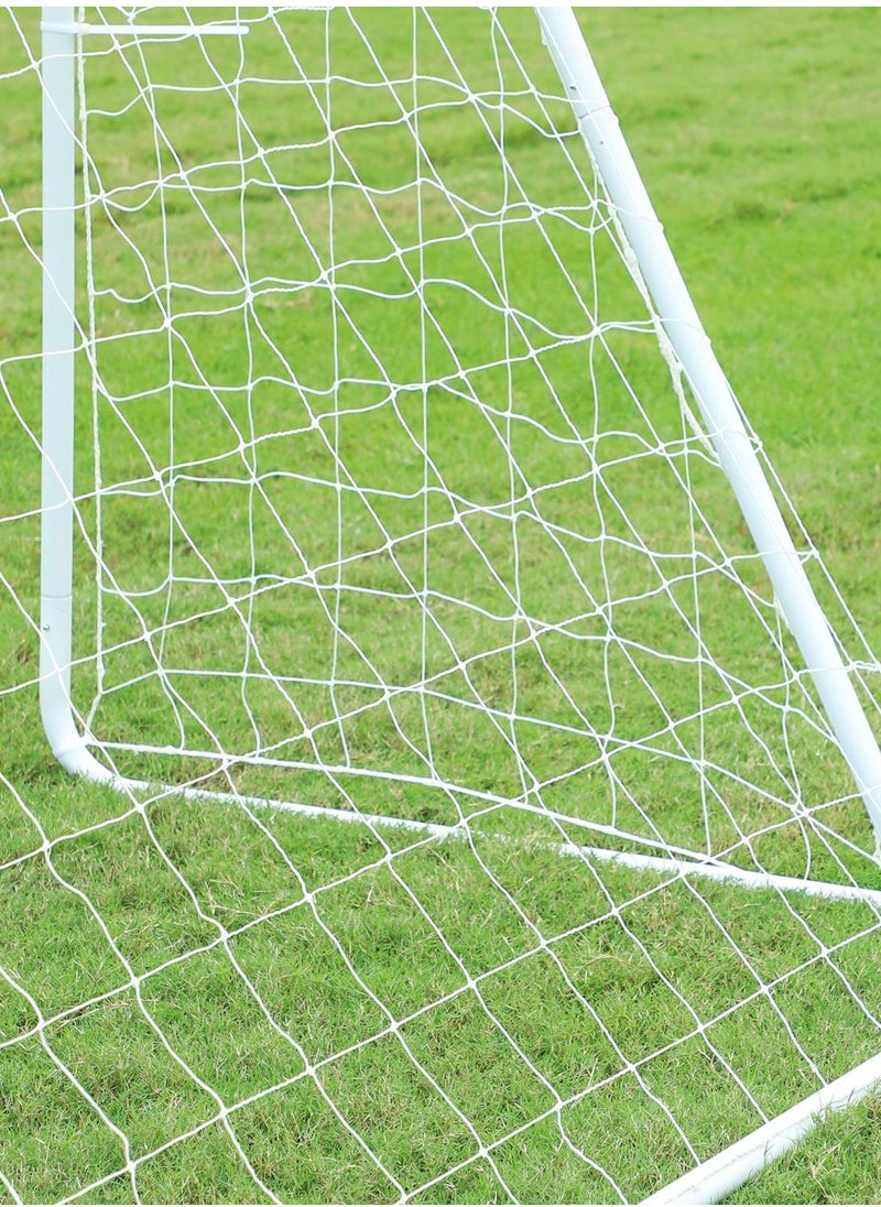 2 Pcs Football Goal 213 x 150 x 75cm with Locking System, Portable Football Equipment, Weatherproof Football Net with Steel Frame for Kids and Adults Indoor & Outdoor, Come with PE Net and Pegs