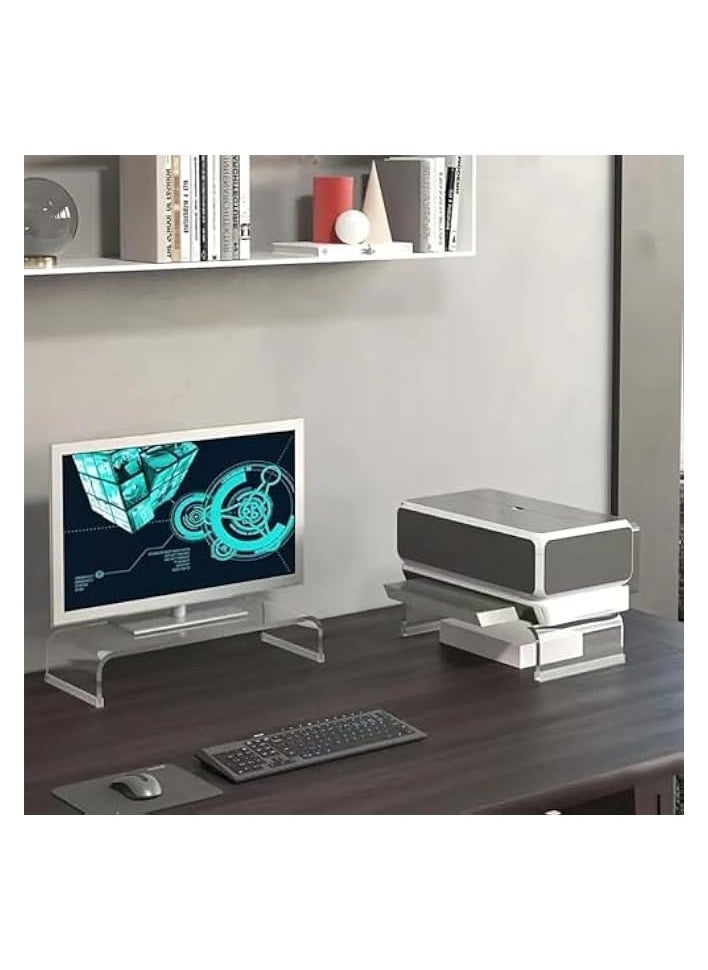 Monitor Stand – Monitor Riser for Monitors, Laptops, Printers – Sturdy Acrylic Design – Space-Saving Desktop Organizer for Home and Office, 30.5*20.3*7.6cm