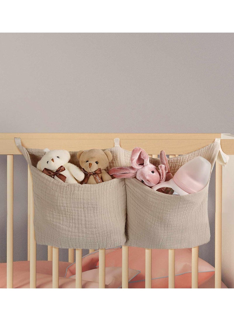 Diaper Caddy and Organizer for Changing Table and Crib Multi-Functional Hanging Diaper Stacker Nursery Organizer for Cribs Diaper Holder Baby Crib Hanging Storage and Accessories(Khaki, 8