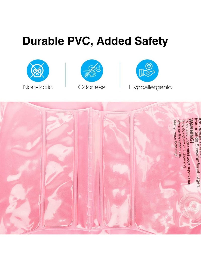 Children'S Swimming Floats, Inflatable Swimming Arm Band Water Sports Learning Cartoon Shell Appearance Water Wings Swimming Training Aids (Pink, 1 Pair)