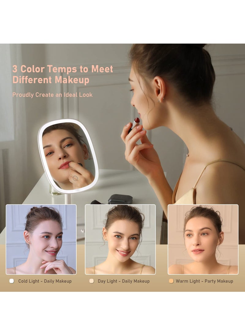 Rechargeable Double-Sided LED Makeup Mirror with 3 Color Modes, 85° Rotation, Touch Screen, and Adjustable Brightness, Ideal for Flawless Beauty Application