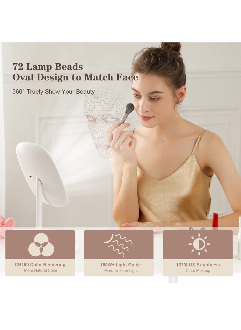 Rechargeable Double-Sided LED Makeup Mirror with 3 Color Modes, 85° Rotation, Touch Screen, and Adjustable Brightness, Ideal for Flawless Beauty Application