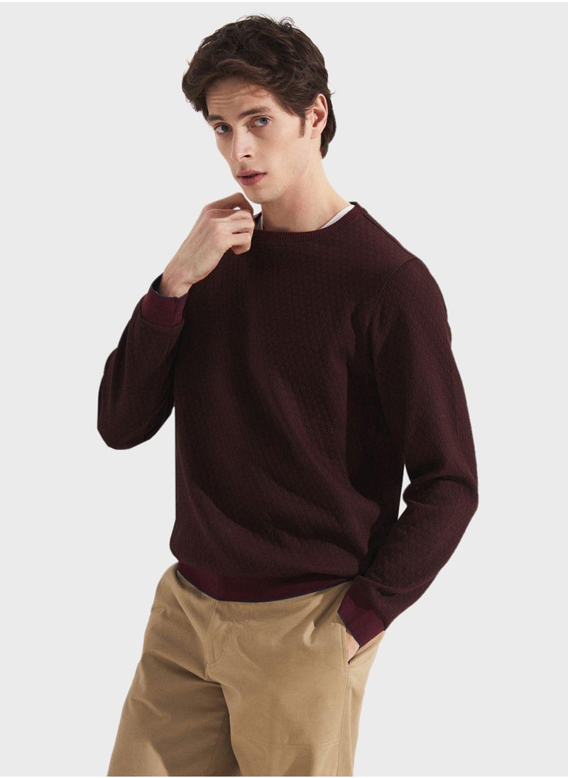 Essetial Textured Crew Neck Sweatshirt