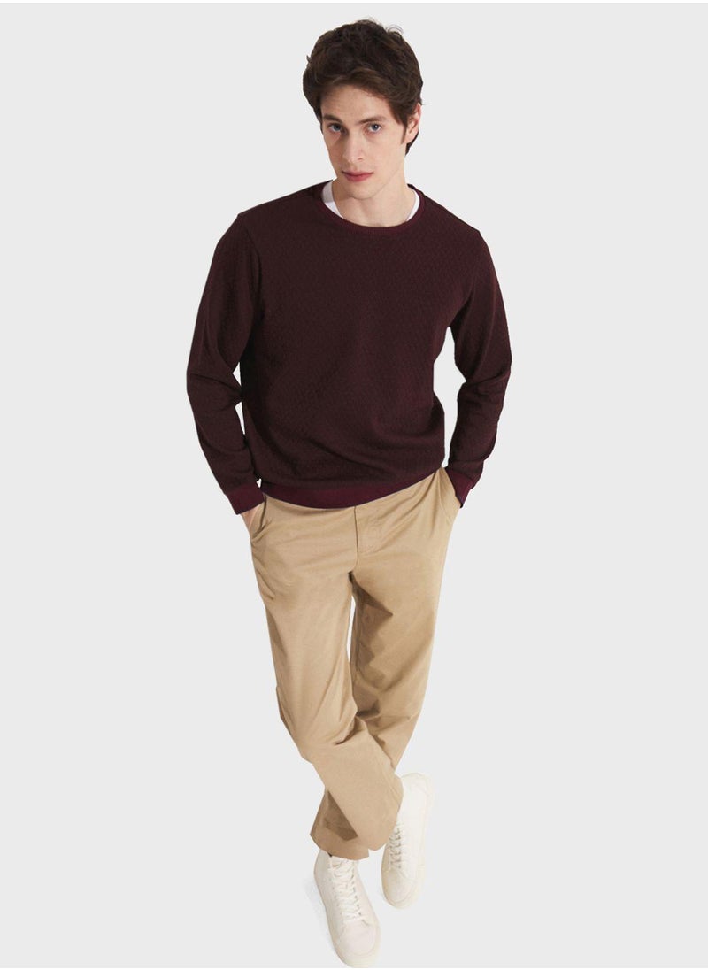 Essetial Textured Crew Neck Sweatshirt
