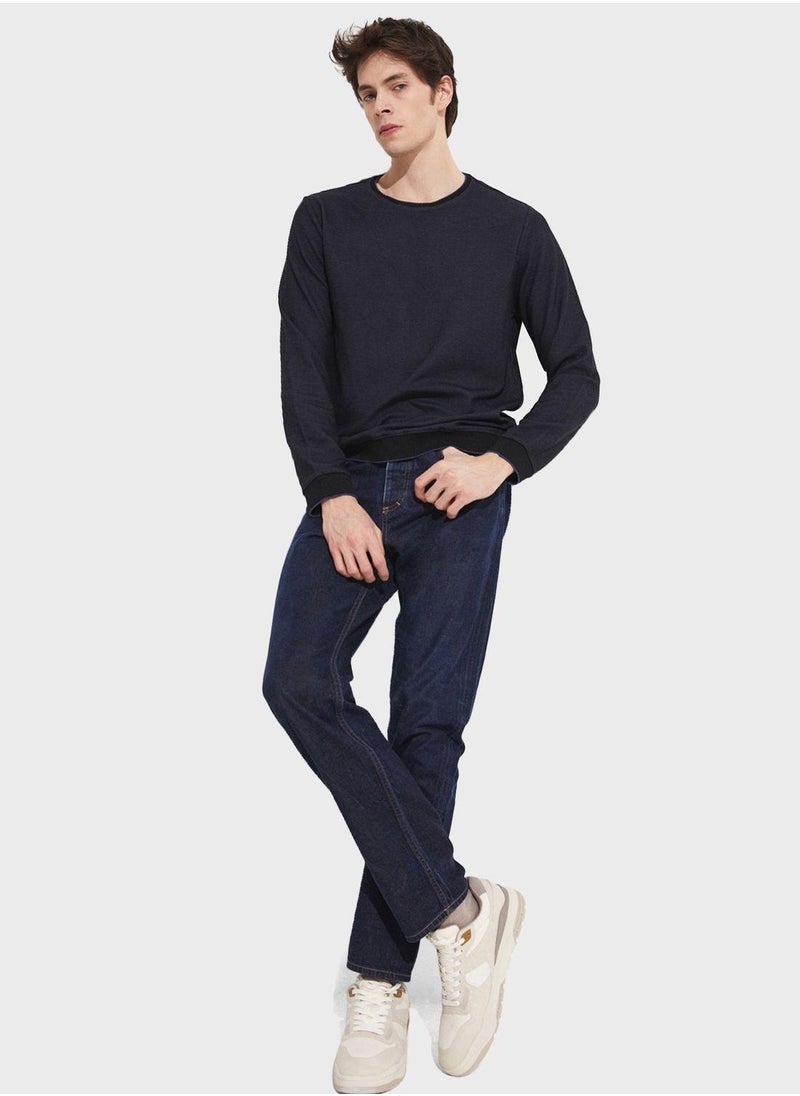 Essetial Textured Crew Neck Sweatshirt