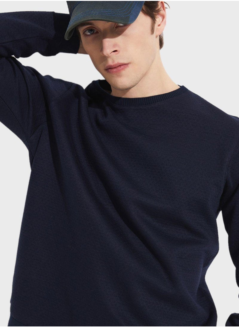 Essetial Textured Crew Neck Sweatshirt