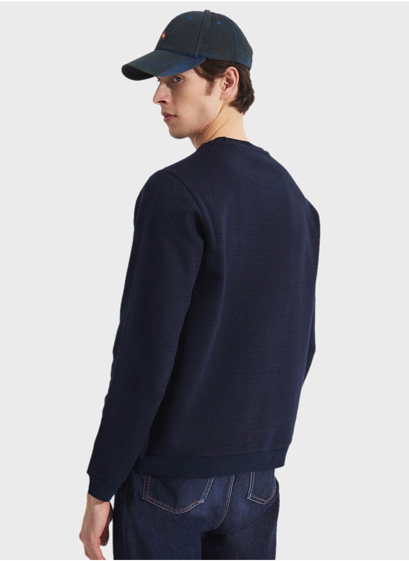 Essetial Textured Crew Neck Sweatshirt